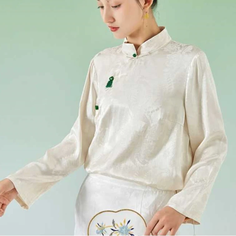 【客定】2025春季新款简约新中式国风提花衬衣230031
