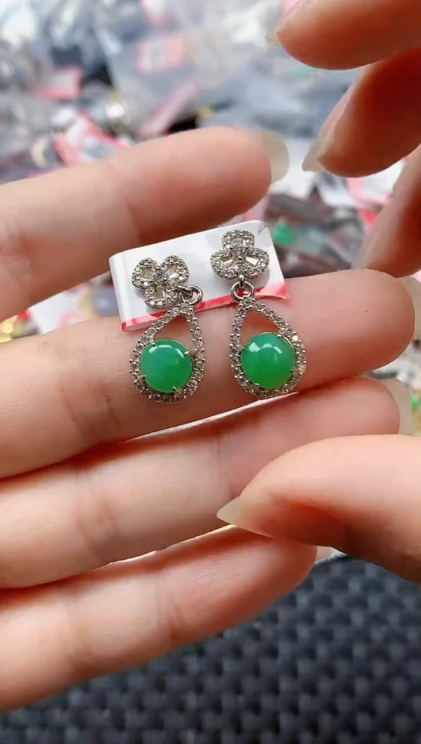 银S925镶嵌戒指翡翠天然A货缅甸翡翠