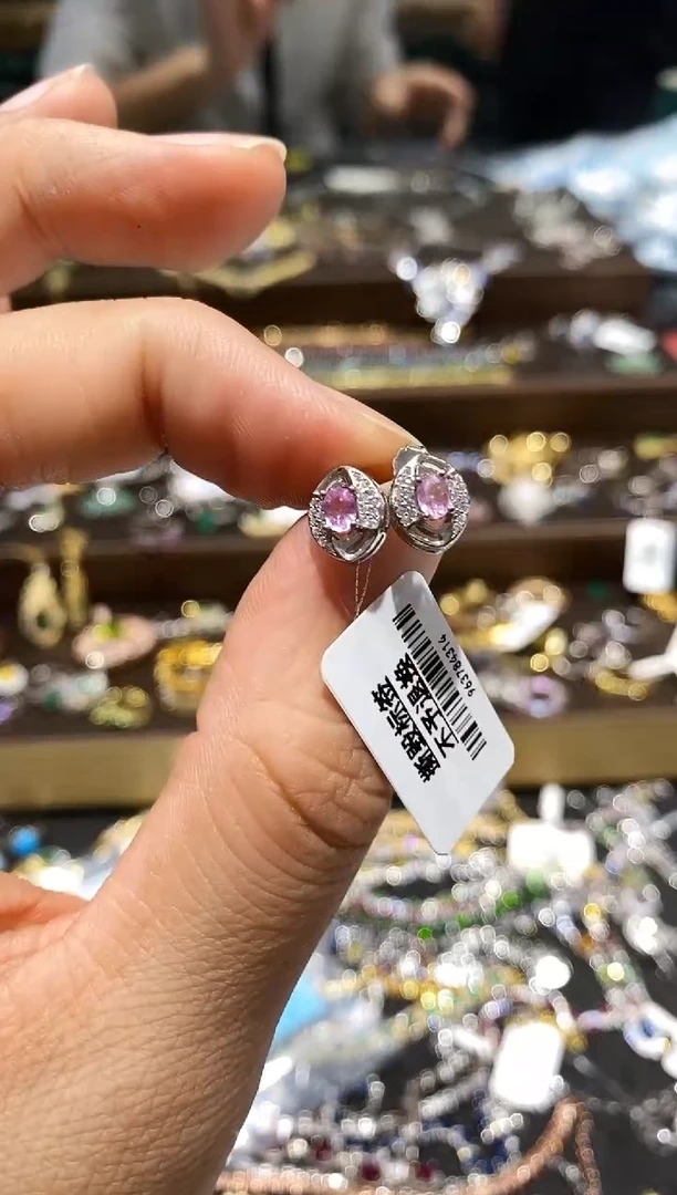 【闪购商品】蓝宝石耳饰银S925镀金镶嵌耳钉