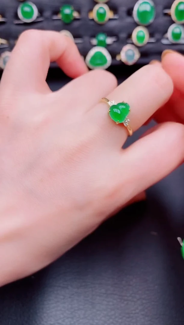 【闪购商品】翡翠戒指银S925镶嵌天然a货翡翠58