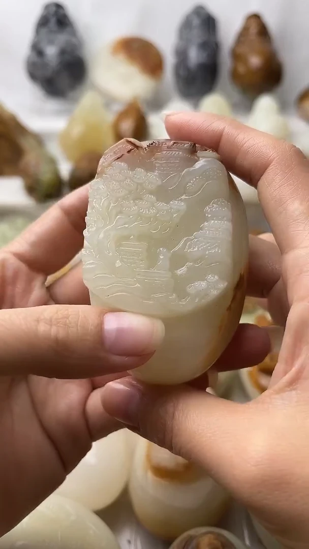 石材古青石棉纹正常不退换山水微瑕