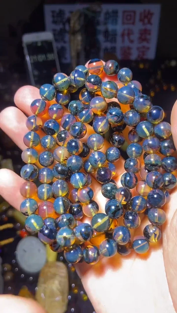 琥珀未镶嵌珠宝奇石项链9mm+