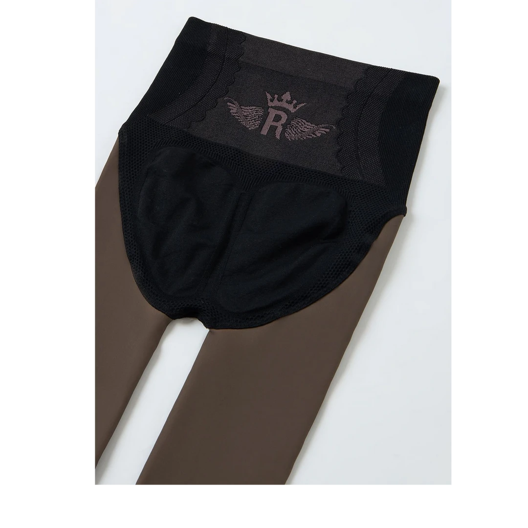 656#【360克】高腰收腹水光黑丝一体裤