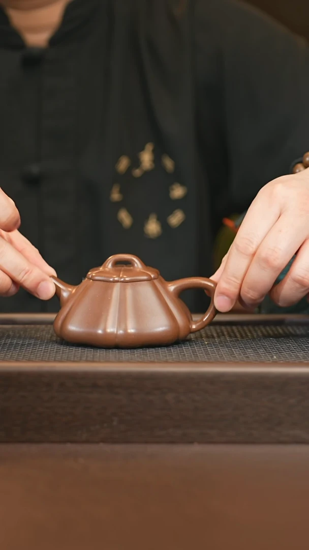 茶壶紫砂sqt zjf 0520023838 筋纹石瓢+紫砂壶