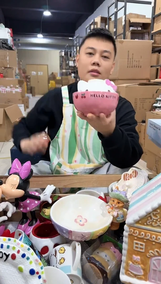 瓷片B款原盒kt猫带盖泡面碗