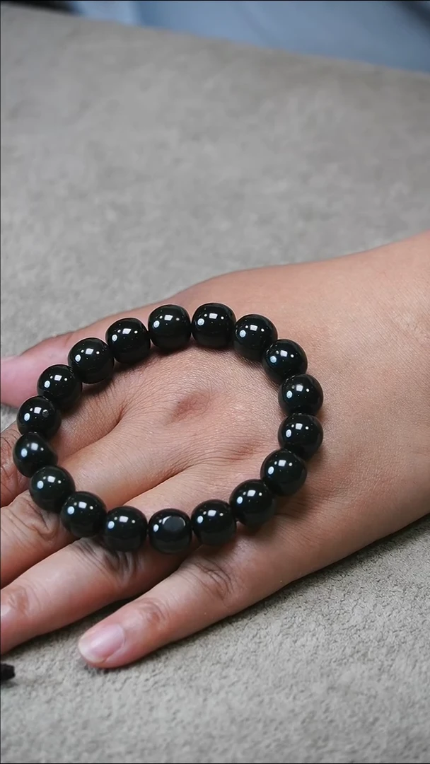 手链未镶嵌和田玉和田玉 卡12 黑青 籽