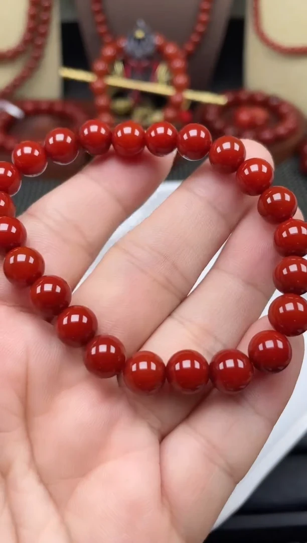 未镶嵌南红玛瑙珠宝半成品8mm牛血红手串