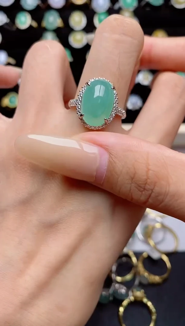 翡翠戒指银S925镶嵌.