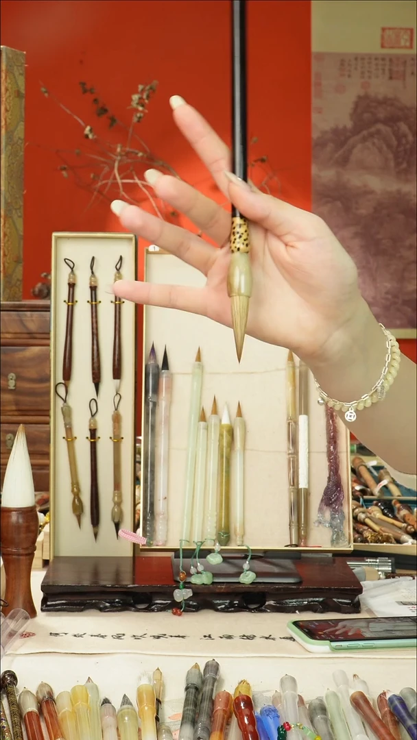 250号闪孤品高货毛笔链接 清水试笔 蘸墨不退