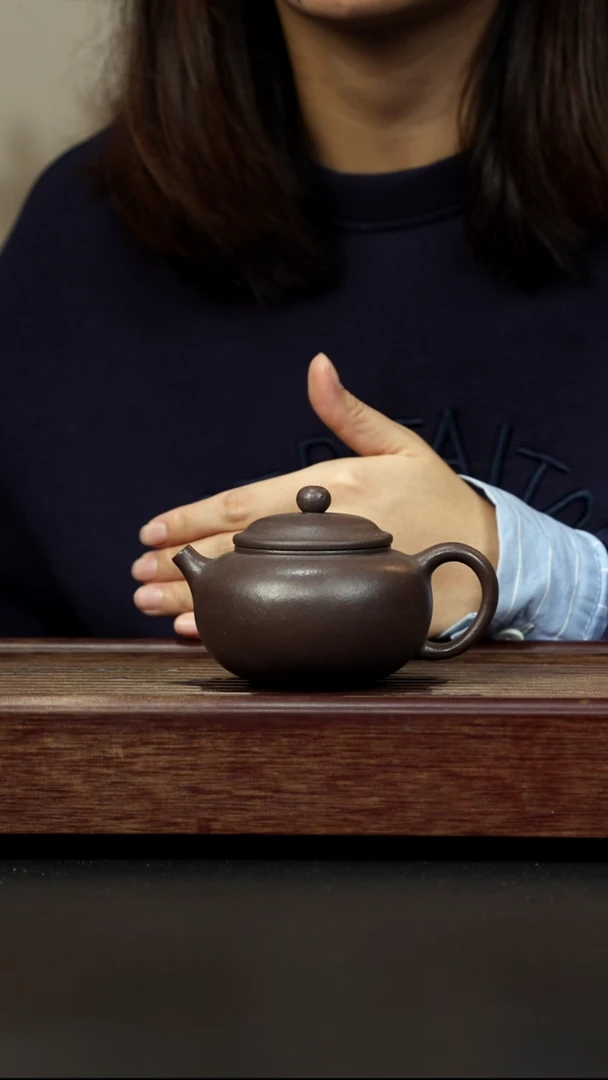 紫砂茶壶粗砂紫泥 圆珠