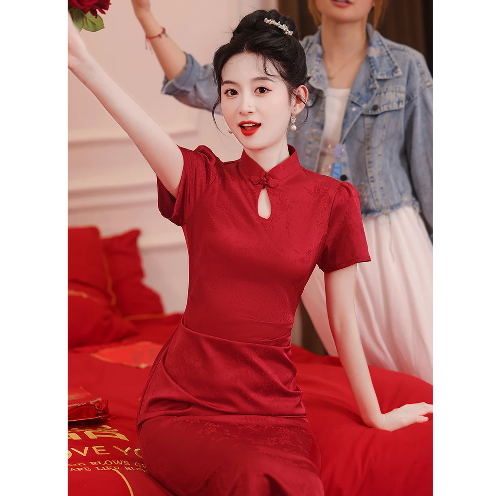喜上眉梢 | 红色新中式改良旗袍年轻款气质小个少女日常中国风夏