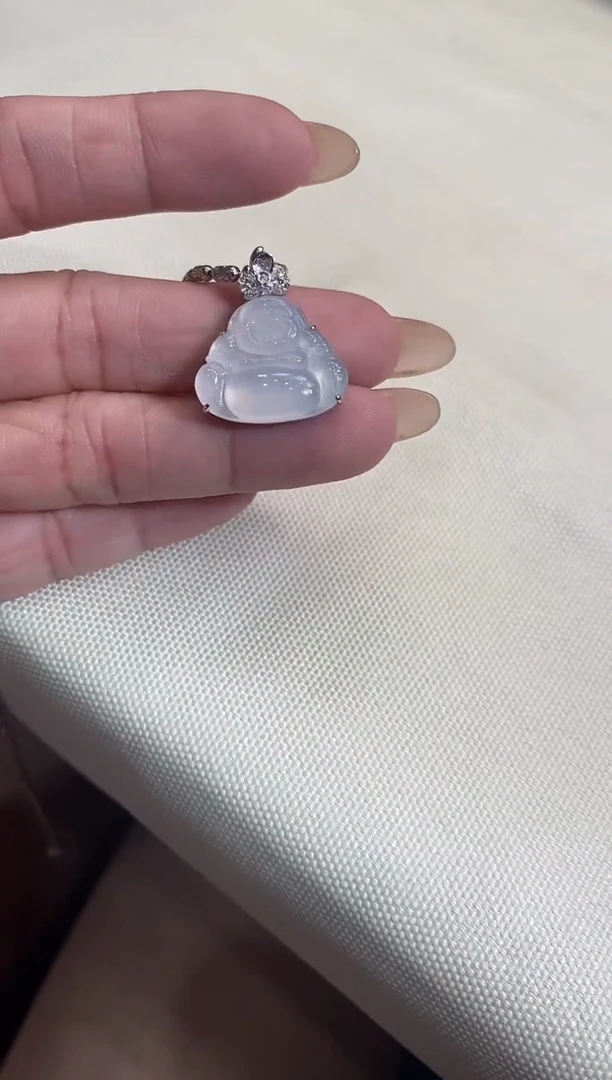 翡翠18K金镶嵌吊坠(不含链)佛公