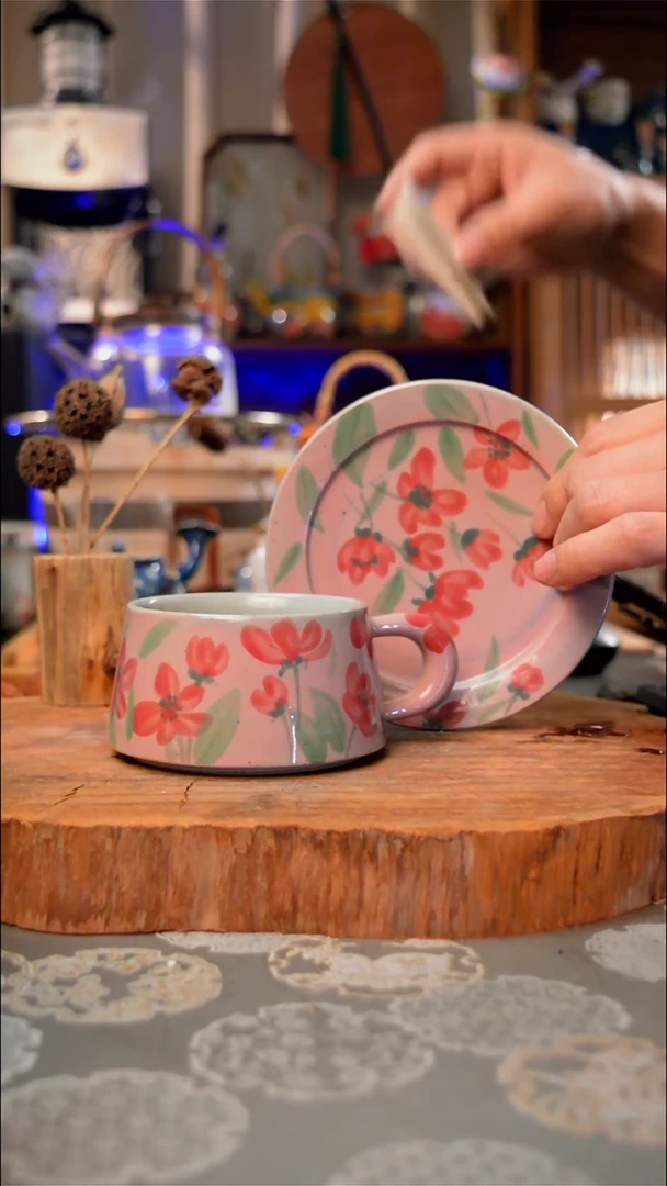 【闪购商品】摆件粉色山茶手工手绘手工手绘