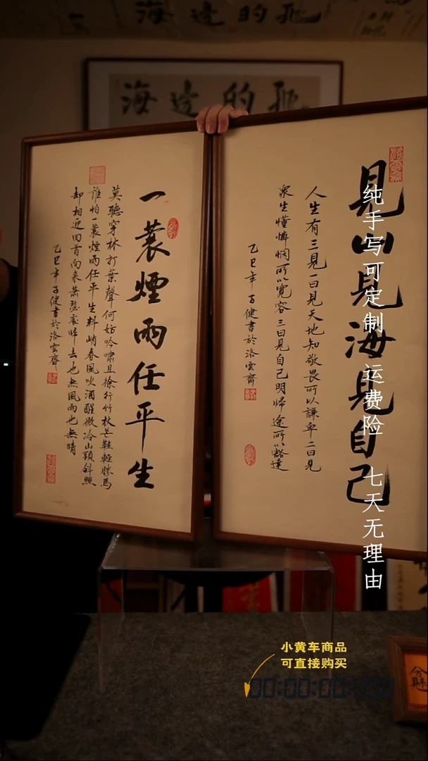 书法见山见海加一蓑烟雨行书