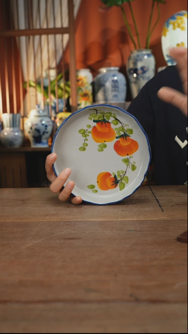 瓷片【简家甄选】景德镇设计师釉下手绘陶瓷餐具