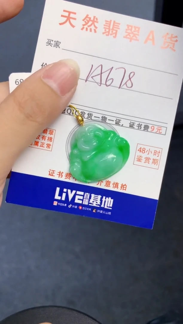 颈饰18K金镶嵌翡翠天然缅甸A货翡翠