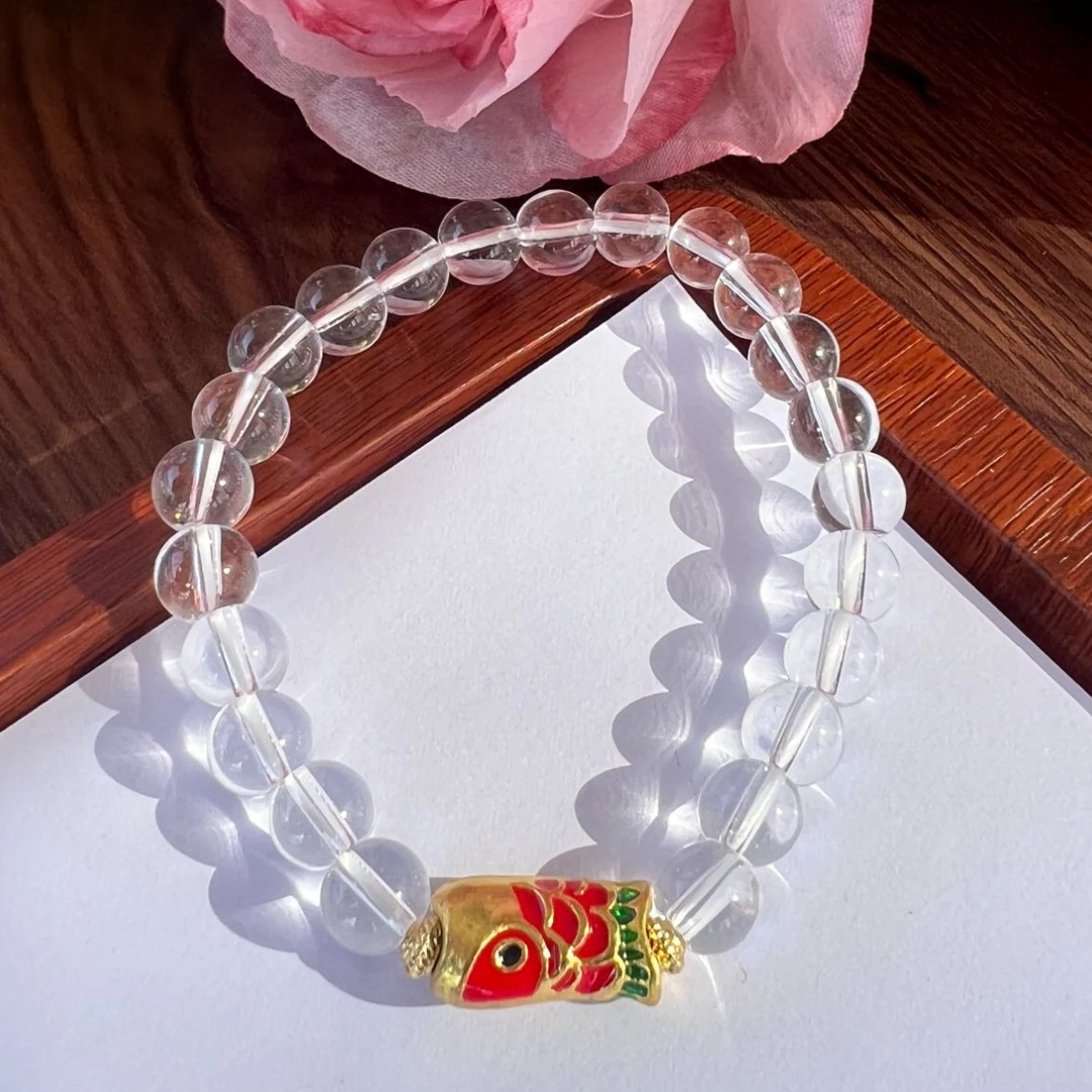 高定珠宝白水晶锦鲤手链HF258S28