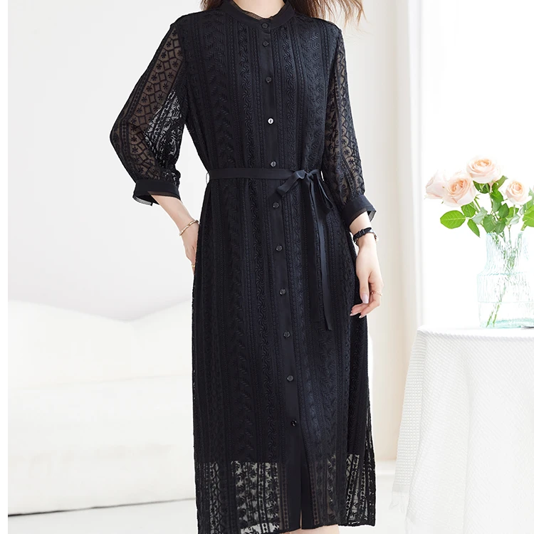 水墨佳人桑蚕丝真丝气质女装连衣裙82501017