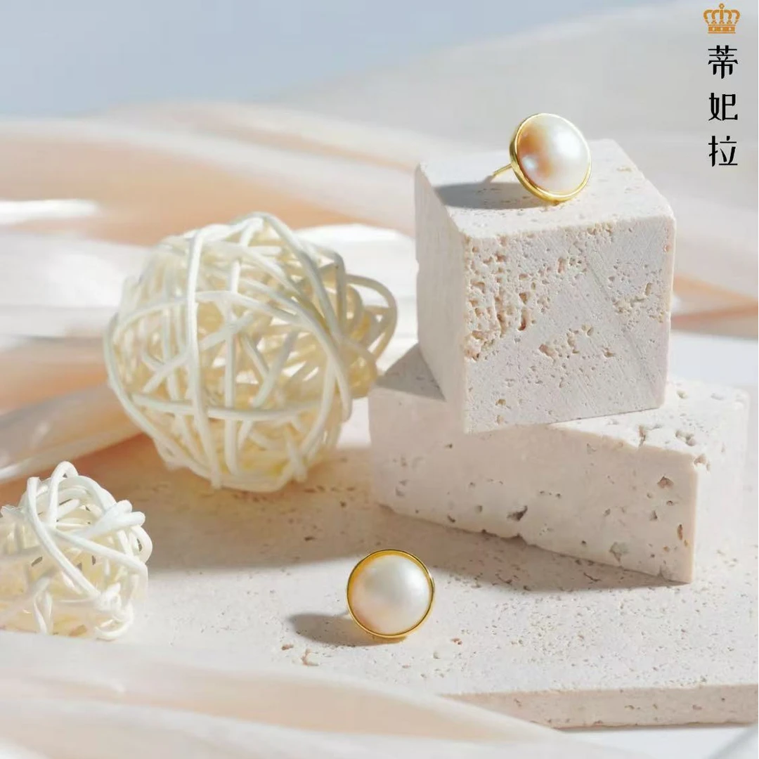 MB201海水炫彩马贝大颗白色极光马贝珍珠耳饰16-17mm