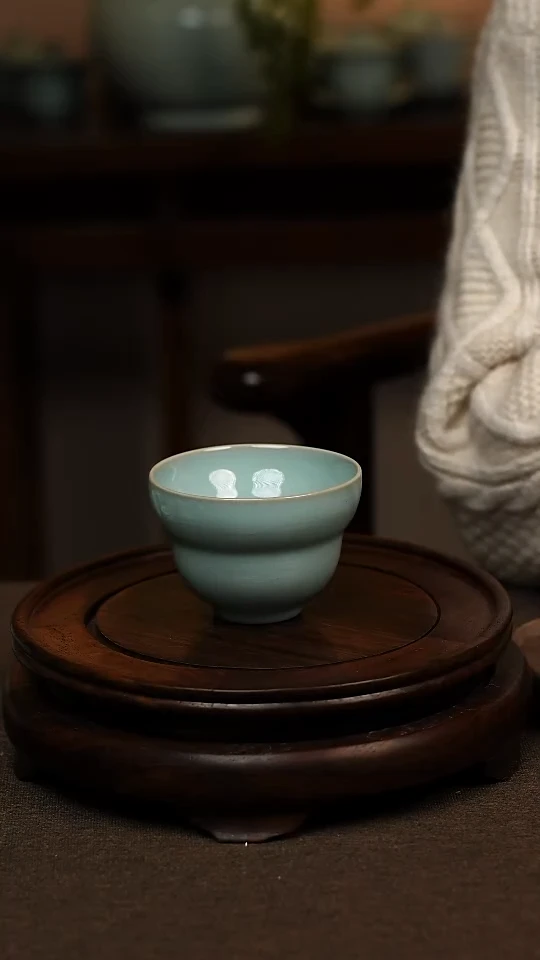 瓷片天青色葫芦杯100ml微瑕不带礼盒