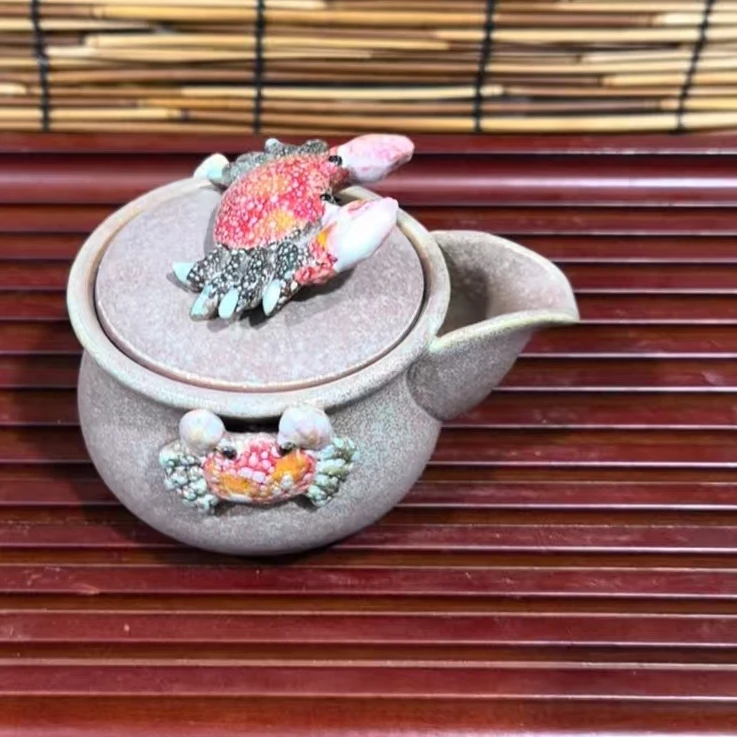 33 螃蟹壶雪花釉陶瓷手抓壶