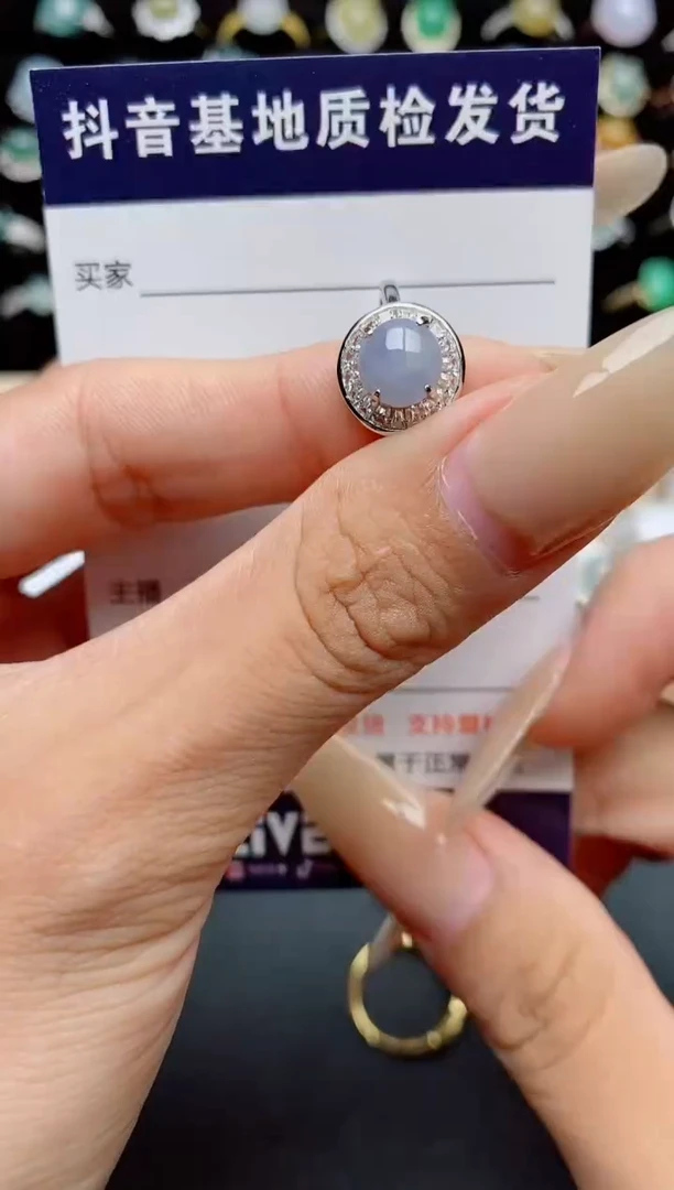 翡翠戒指银S925镶嵌.
