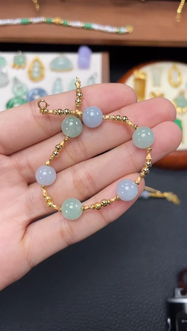 【闪购商品】翡翠套链18K金镶嵌一个  JK652