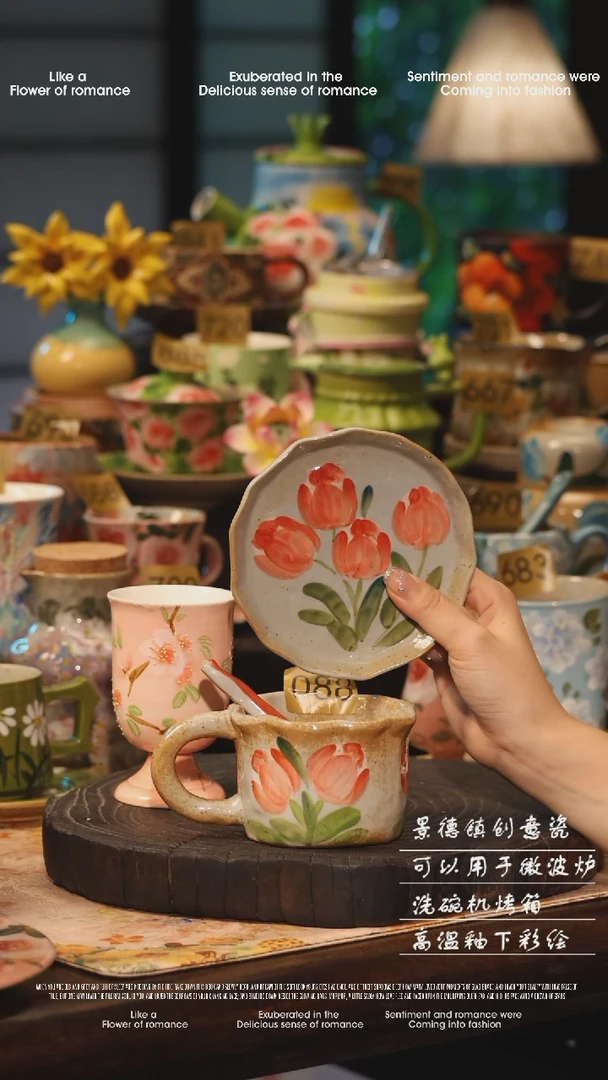 陶瓷088景德镇高温釉下彩绘设计师款式