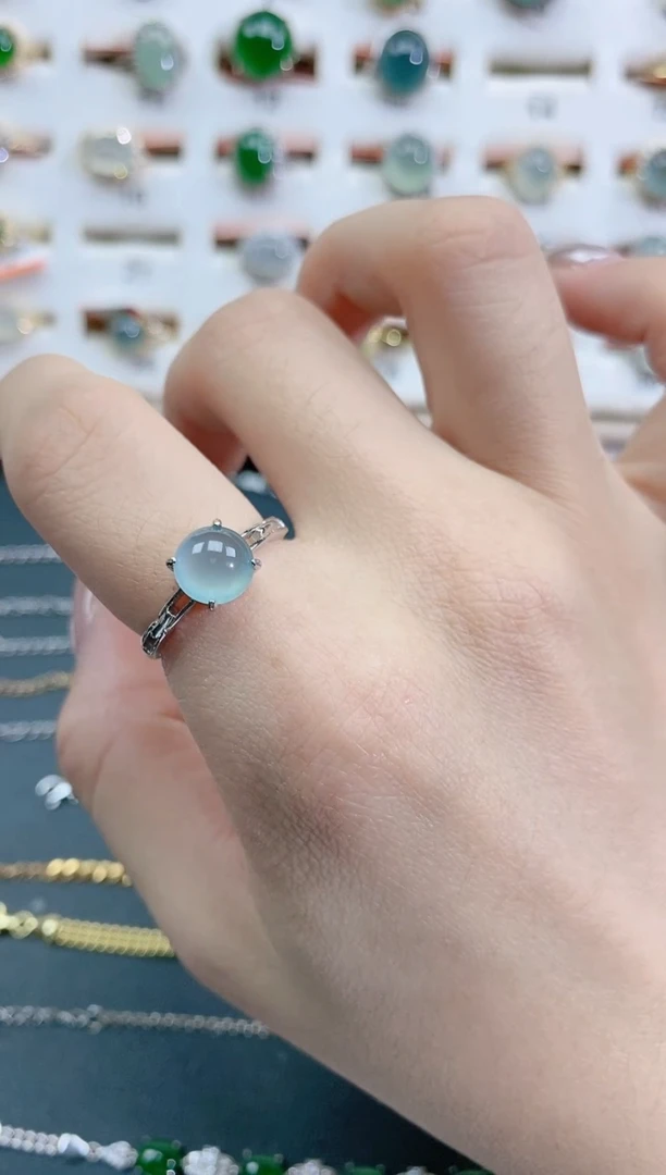 银S925镶嵌戒指翡翠天然翡翠