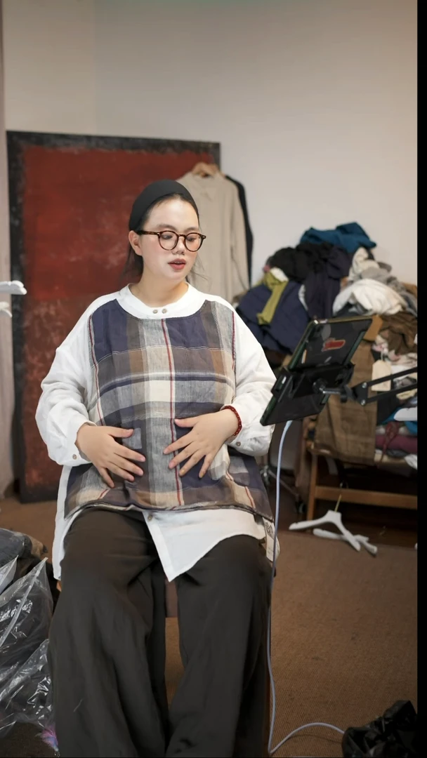 常规亚麻格子背心