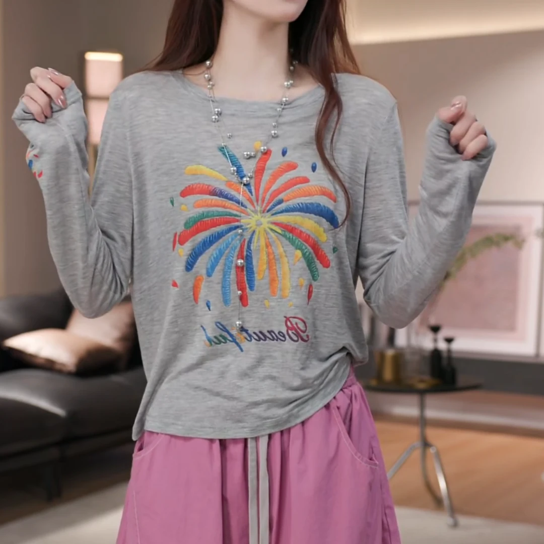 2025夏季新款薄款时尚宽松百搭休闲洋气T长袖防晒上衣LK2505266