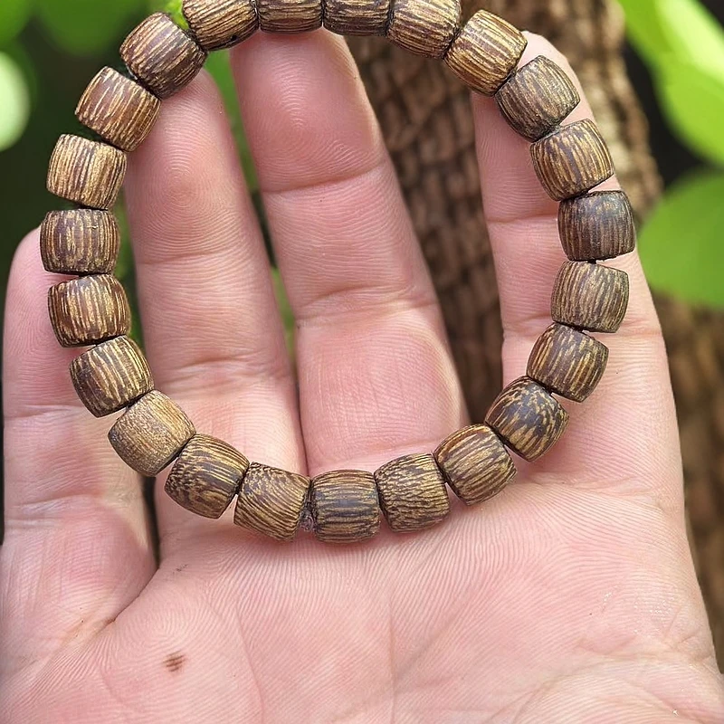 A61黑油老山檀卡9×8直切单圈手串