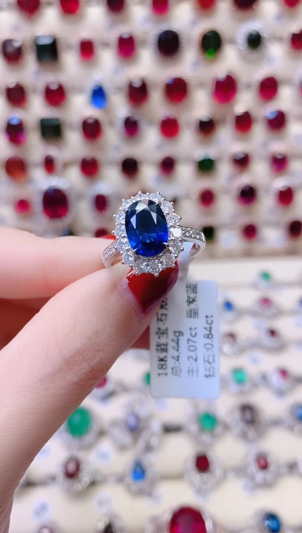 戒指蓝宝石18K金镶嵌1