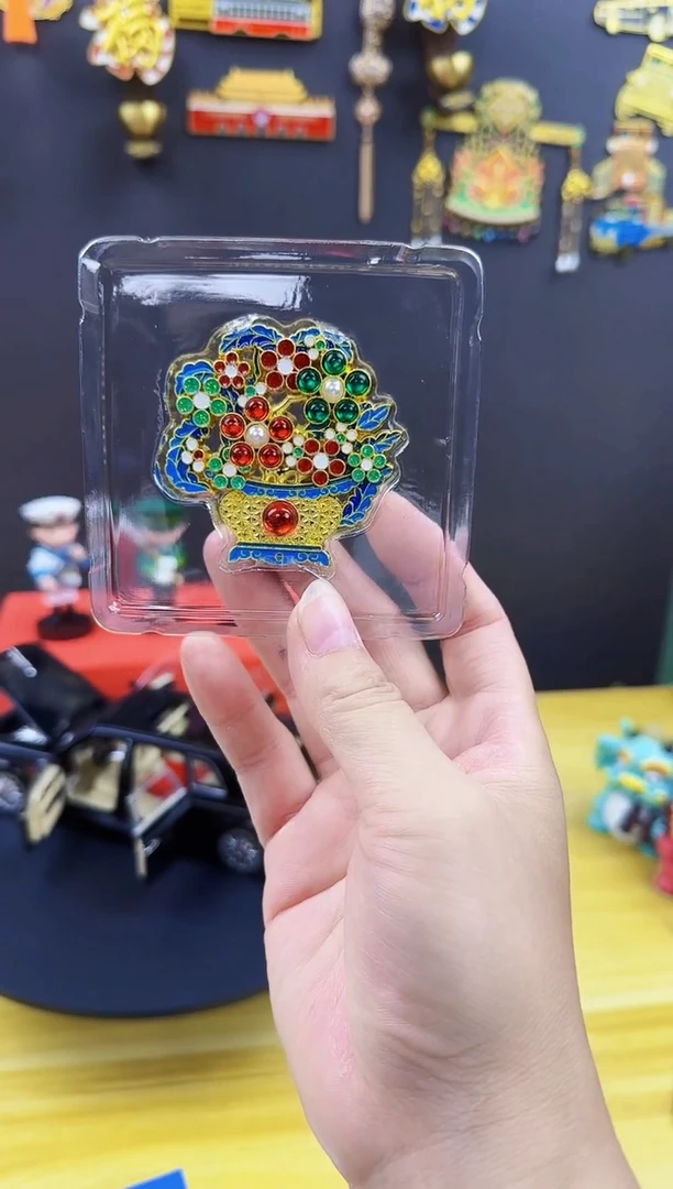 故宫花篮金属冰箱贴