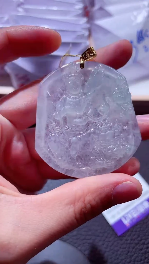 颈饰18K金镶嵌翡翠00003665文殊