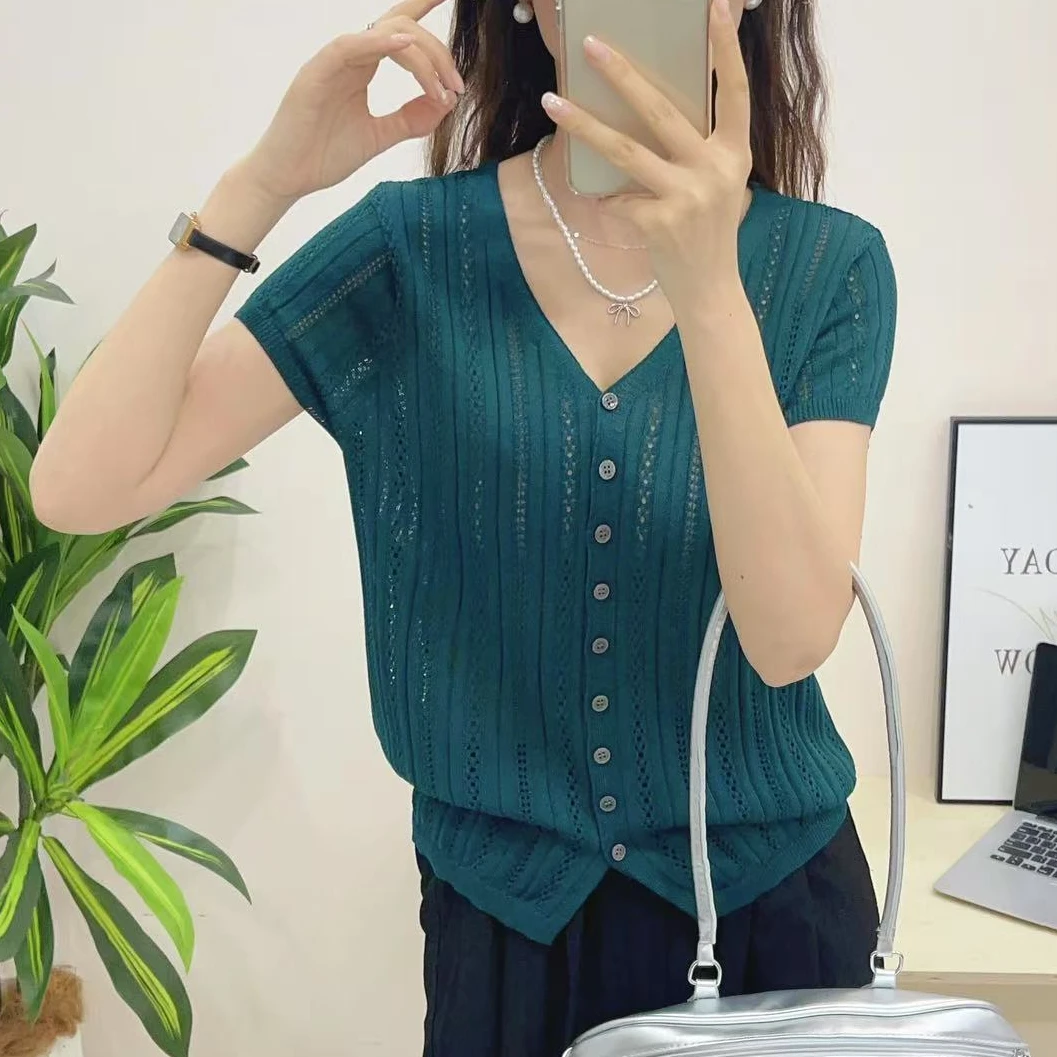 603#新款针织衫洋气时尚休闲百搭夏季开衫v领47