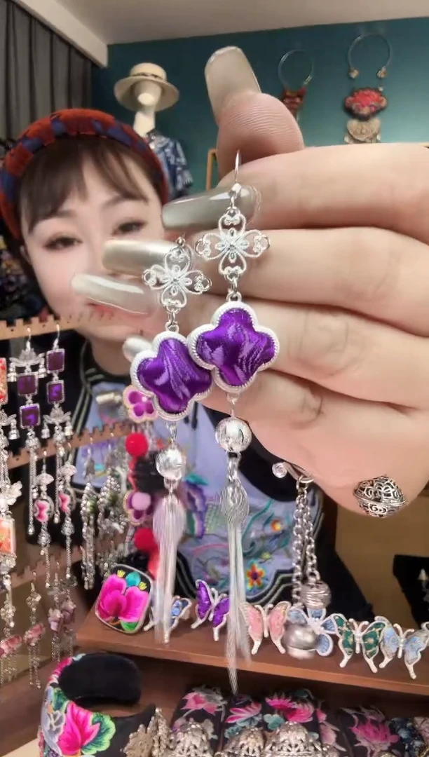 刺绣纯手工民族风刺绣耳环