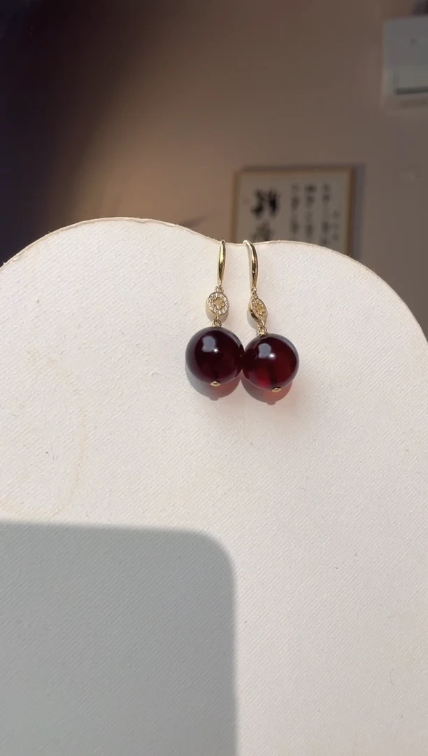 裸石琥珀未镶嵌15+ 天然缅甸琥珀耳环