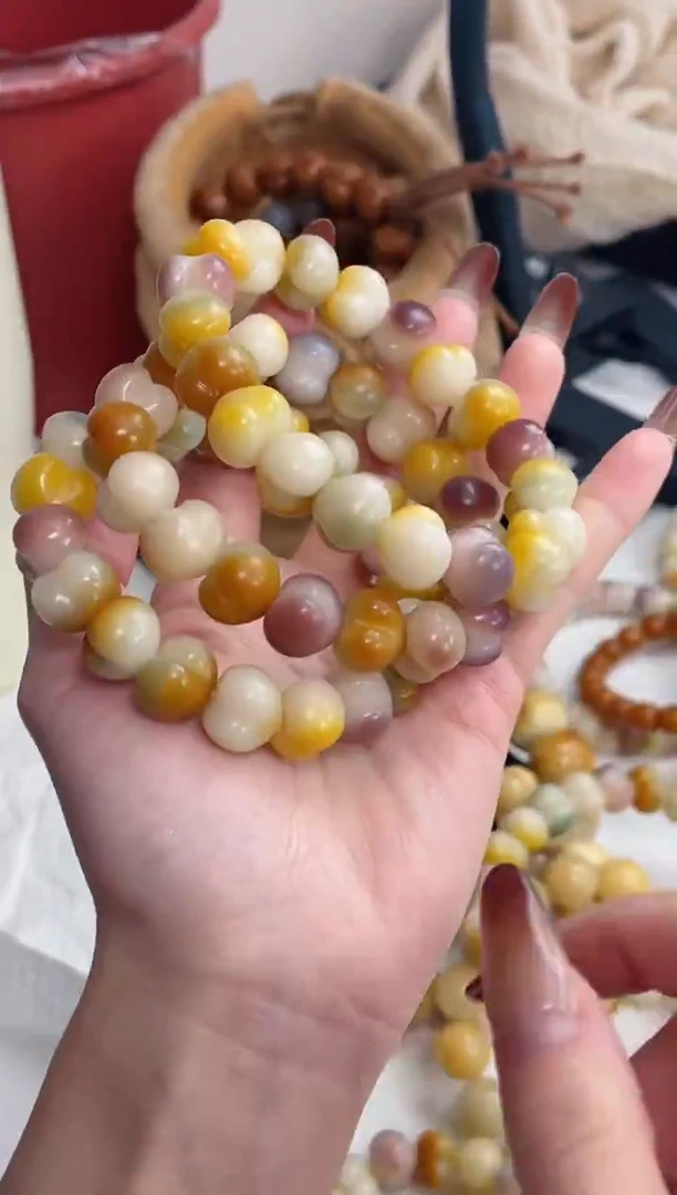 手串菩提根/象牙果e71紫美人玉化害羞屁桃11*13mm手串随机