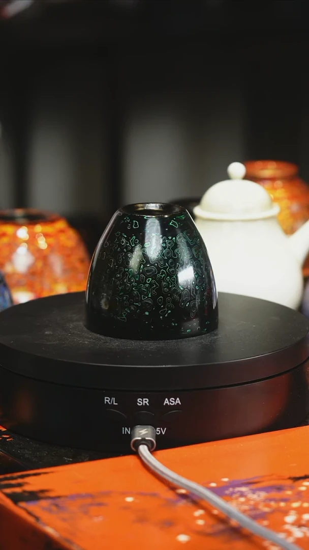 大漆杯子绿金色1