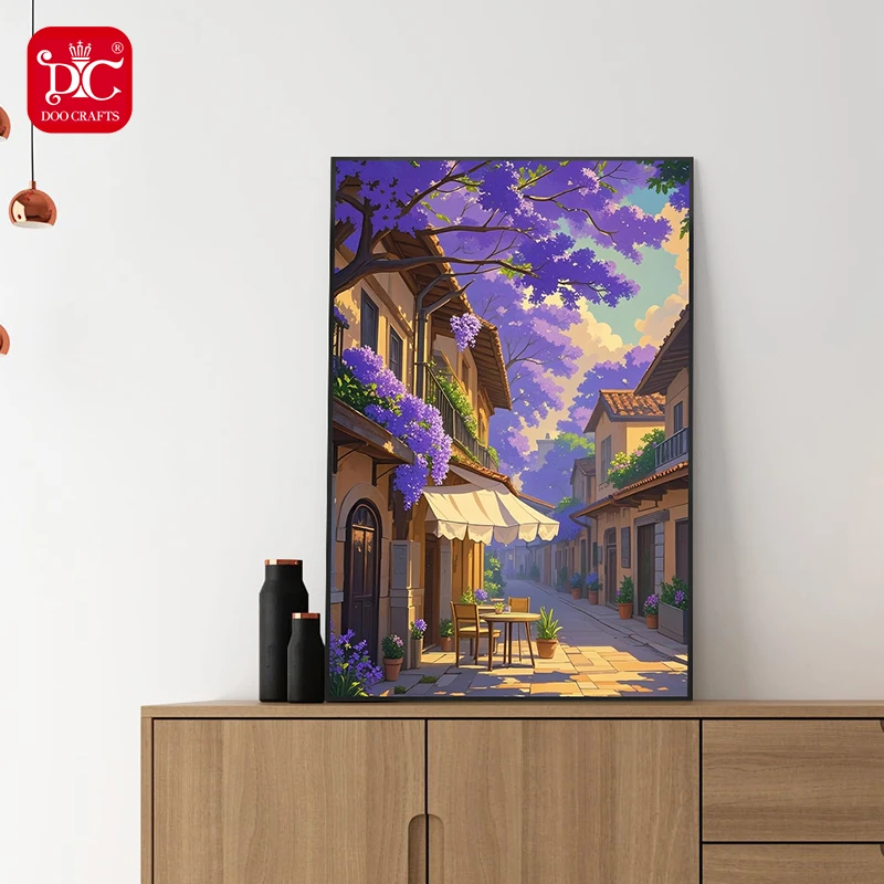 DC/蒂彩【梦幻蓝花楹】钻石画卧室装饰挂画十字绣手工diy