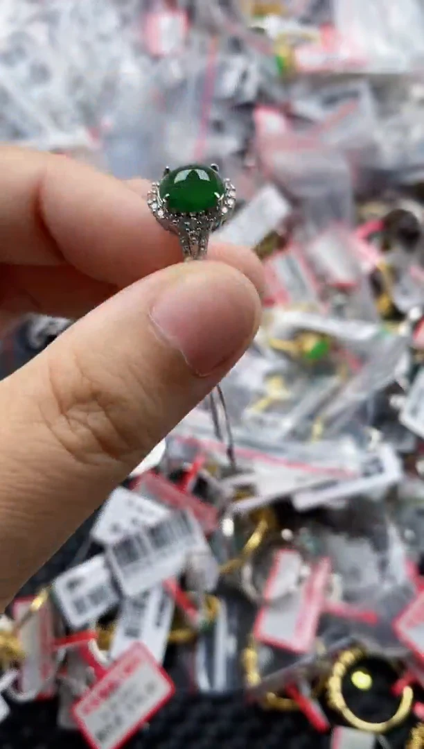 翡翠戒指银S925镶嵌2222---5