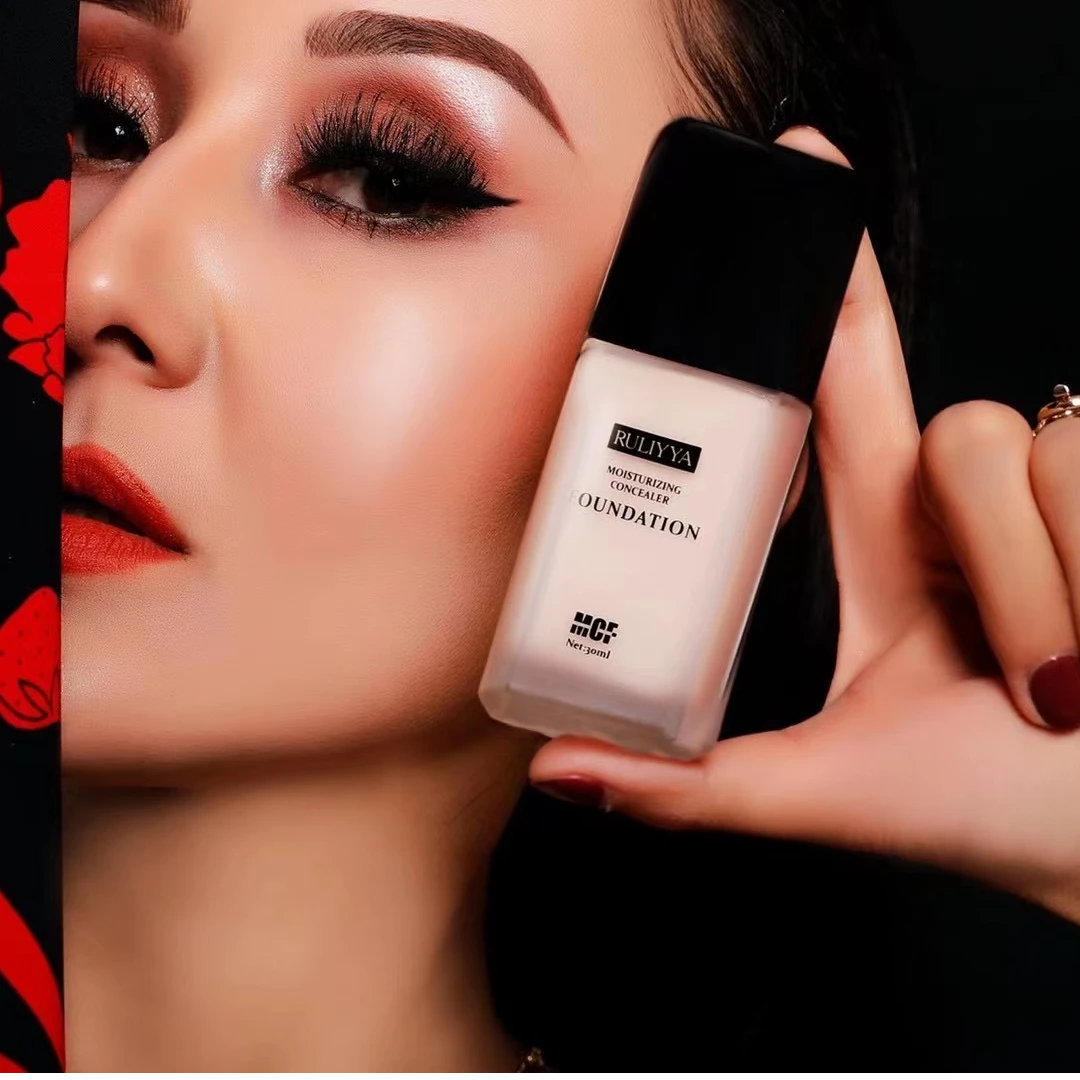 RULLIYYA持妆遮瑕保湿持久不脱妆干皮净肤修颜轻透修饰定妆粉底液