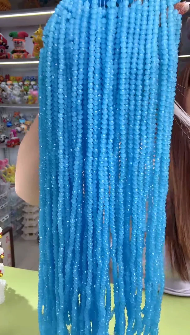 玻璃2014卡4水晶扁10条本色湖蓝玉