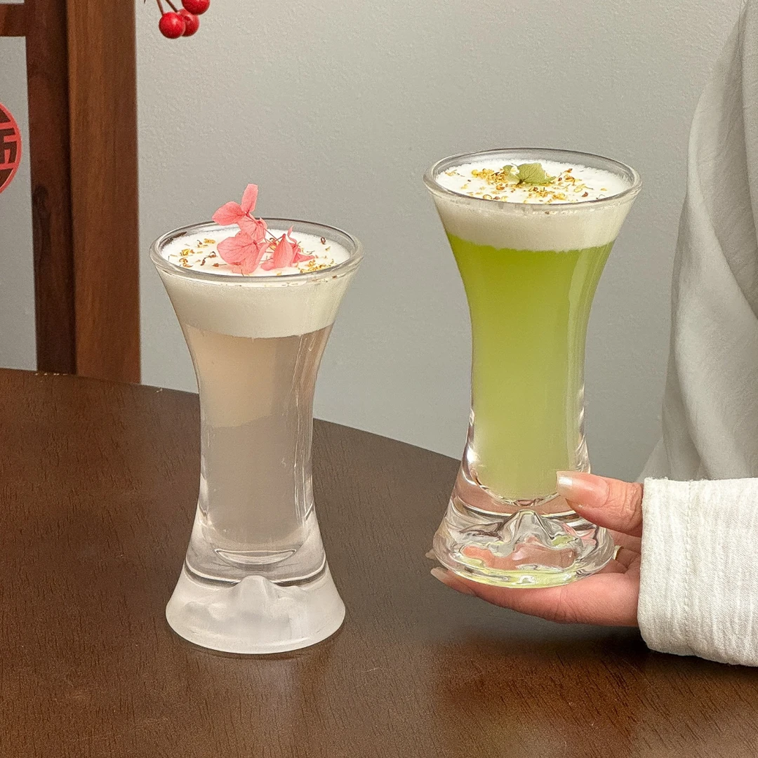 新中式喇叭收腰观山杯玻璃杯高颜值鸡尾酒杯特调茶酒杯冷萃杯水杯