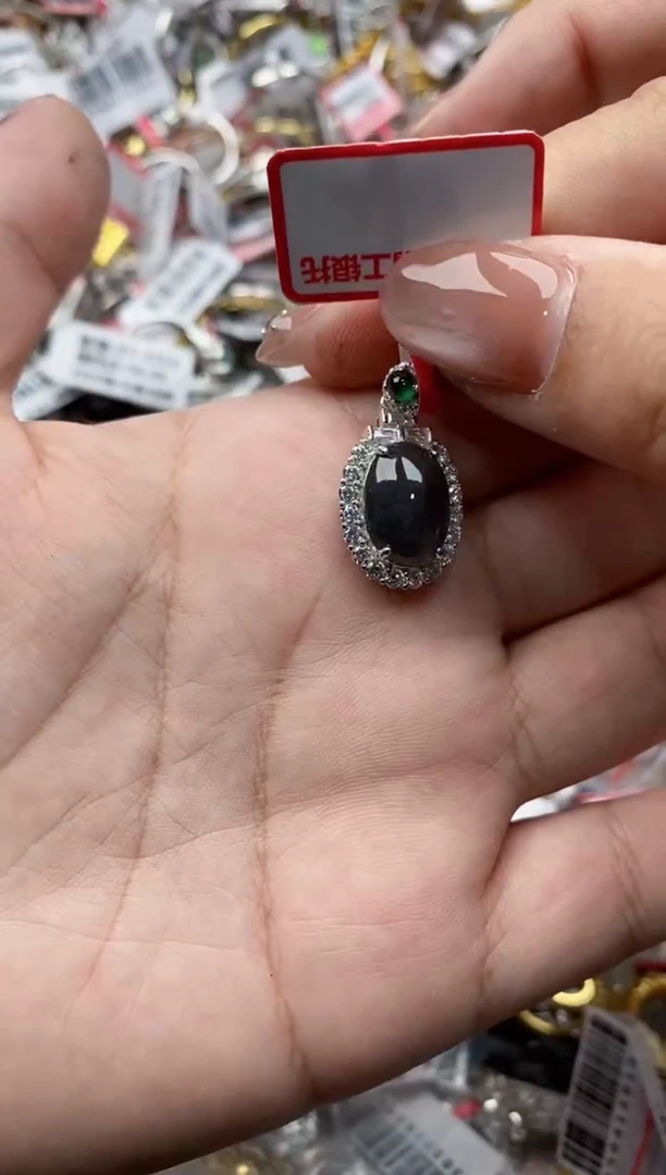 【闪购商品】翡翠戒指银S925镶嵌5555---9