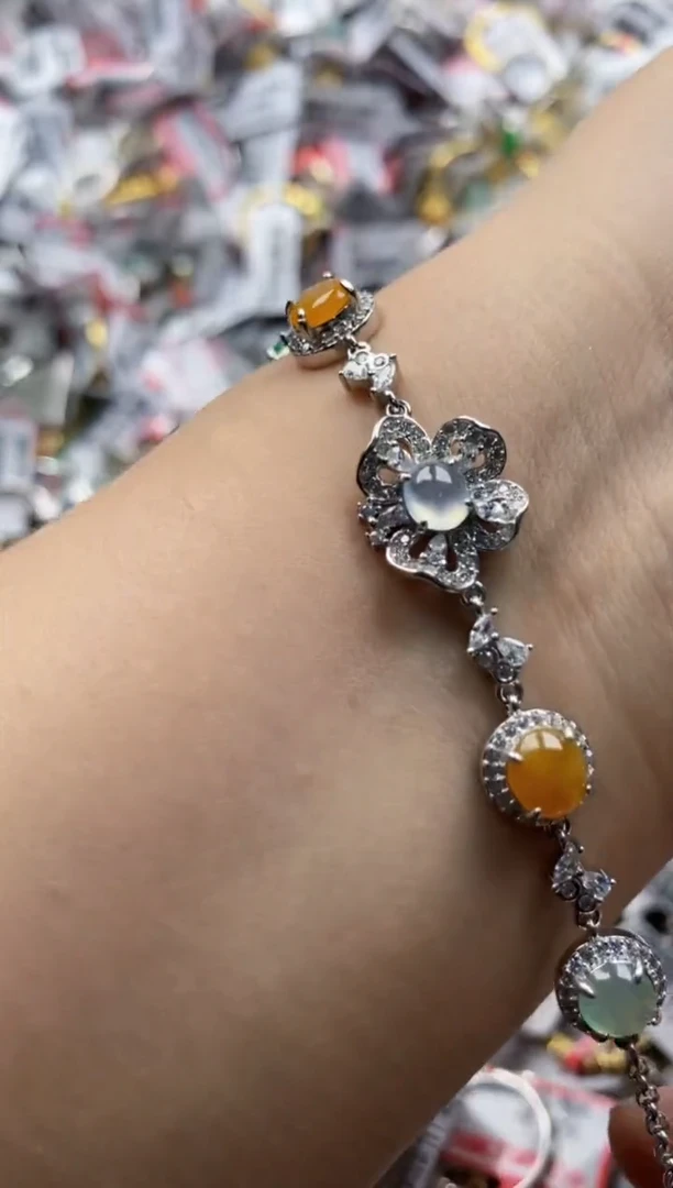 翡翠戒指银S925镶嵌6666---7