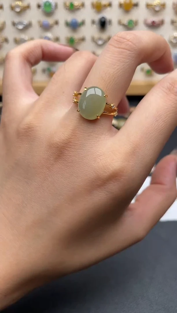 翡翠戒指银S925镶嵌一物一证一礼盒