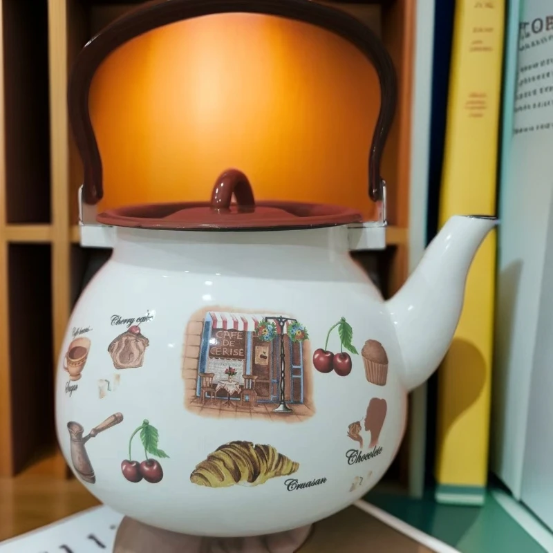 进口3.5升茶壶搪瓷家用