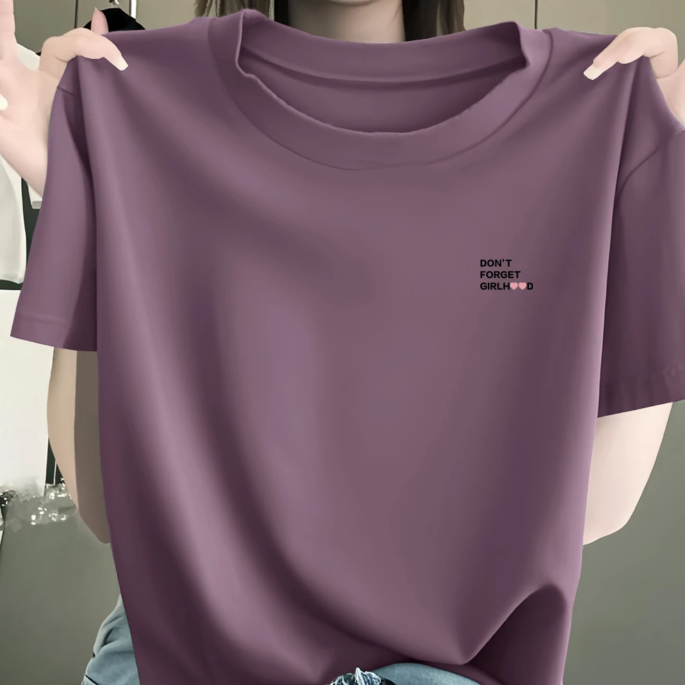 显瘦时尚女士上衣宽松大码圆领印花2025新款夏季短袖休闲百搭t恤